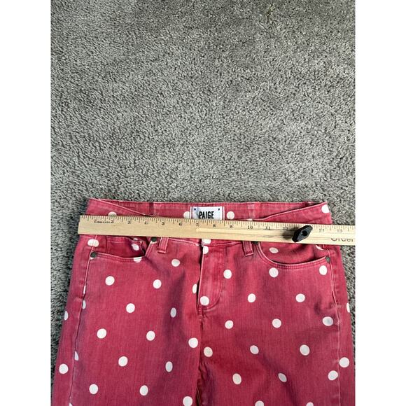 Paige Verdugo Ultra Skinny Jeans Womens 29 Red White Polka Dot Stretch Ladies - Picture 6 of 16